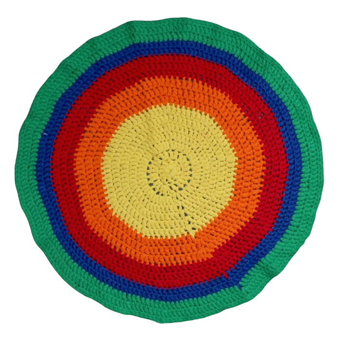 Orange Crocheted Half-Circle Rug 