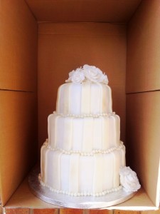 3-tier Ivory Striped Wedding Cake