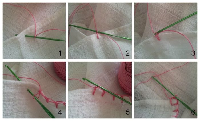 Muslin:  Crochet Edge and Surface Flowers