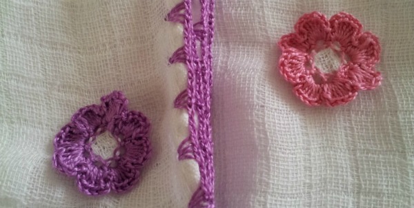 Muslin:  Crochet Edge and Surface Flowers