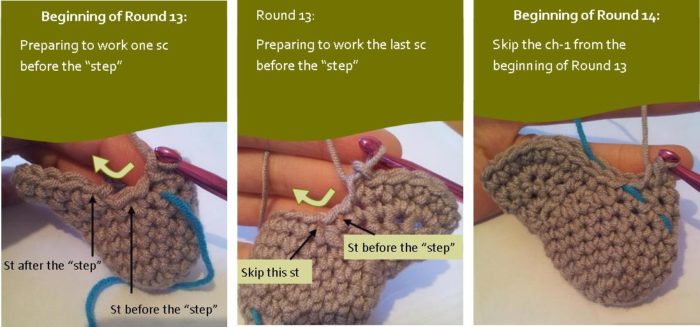 Crochet Short Rows Joining in the round