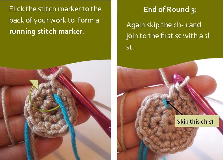 Joining in the Round and Running Stitch Markers