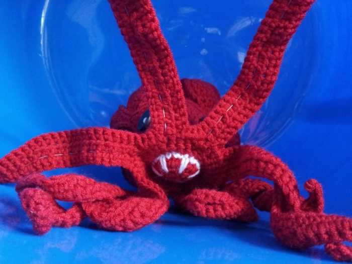 Crochet Octopus Friend Made with Orange Glass Button Eyes – Handmade Glass  Eyes