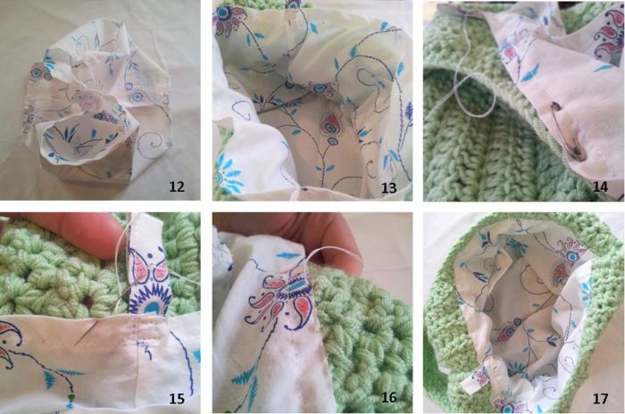 Adding a lining to a crochet bag