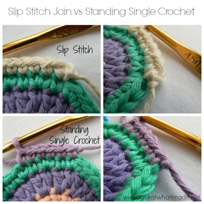 Standing Single Crochet vs Slip Stitch Join