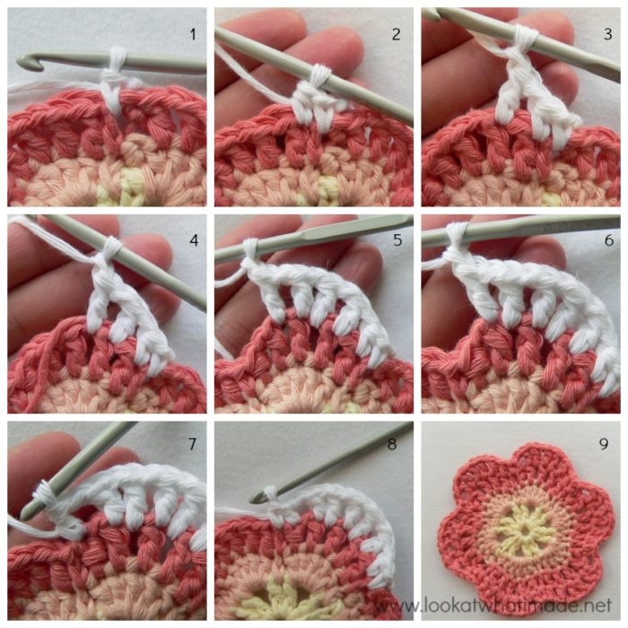 Lace Petals Crochet Square Photo Tutorial