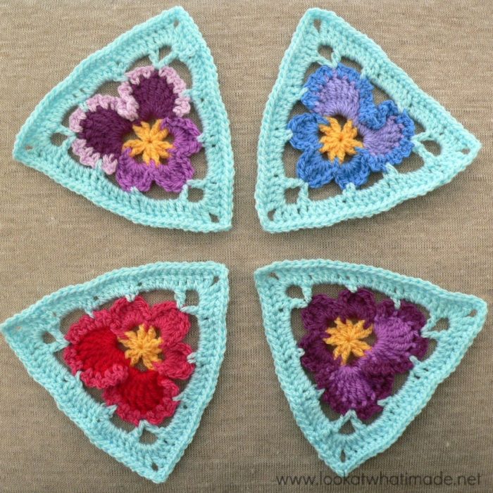 Granny's Crochet Pansy Triangle