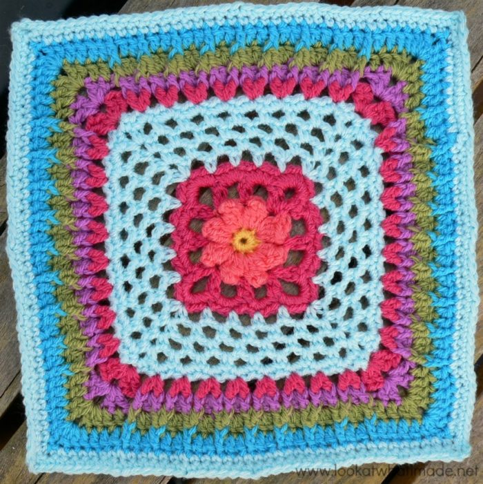 Winter Rose Crochet Square Photo Tutorial