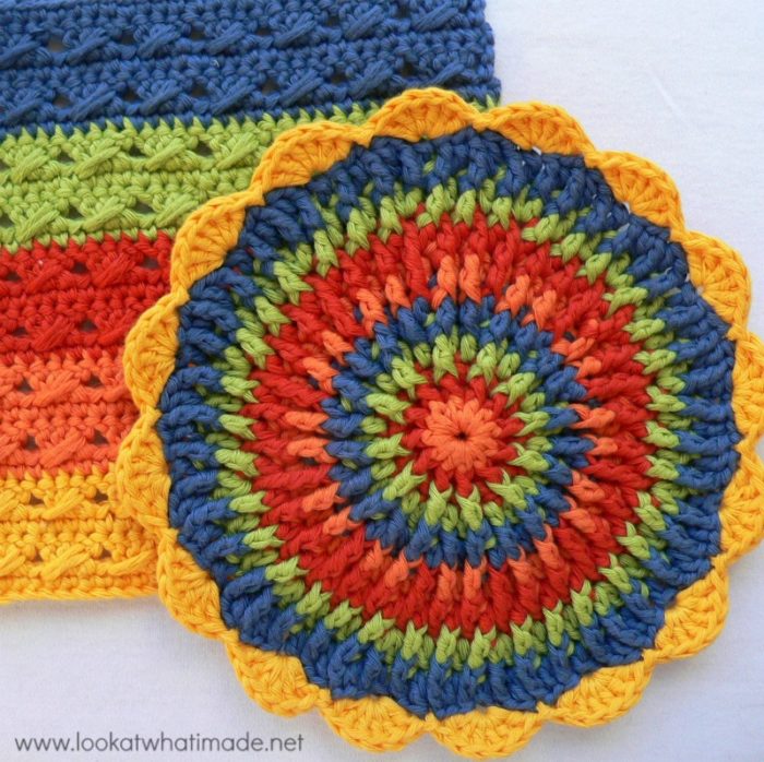 Round Crochet Potholder Trivet Mandala