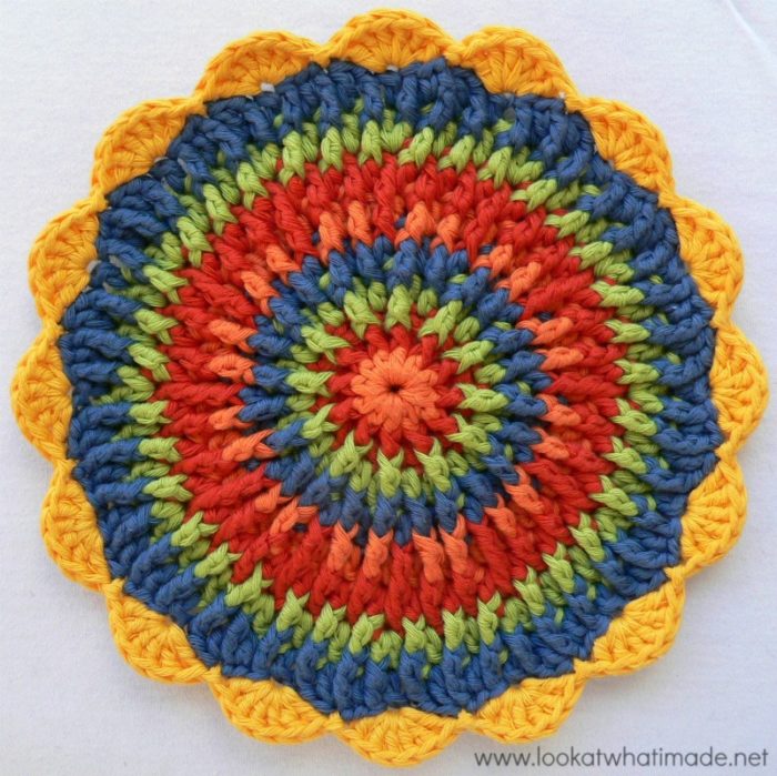 Round Crochet Potholder Trivet Mandala
