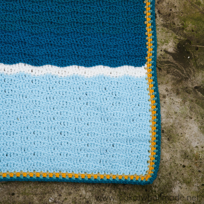 Summer in Swanage Crochet Blanket Beach Huts Seaside