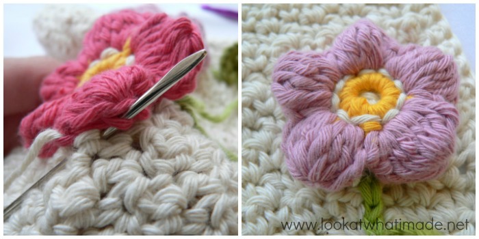 Flower Garden Dishcloth Applique Flowers Crochet
