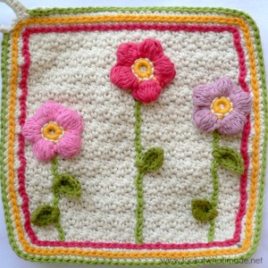 Flower Garden Dishcloth Applique Flowers Crochet