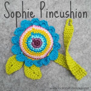 crochet flower pincushion and scissor keep free pattern colourful