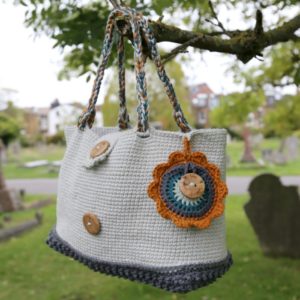 Crochet Crossed Single Crochet Bag with Flower Pouch