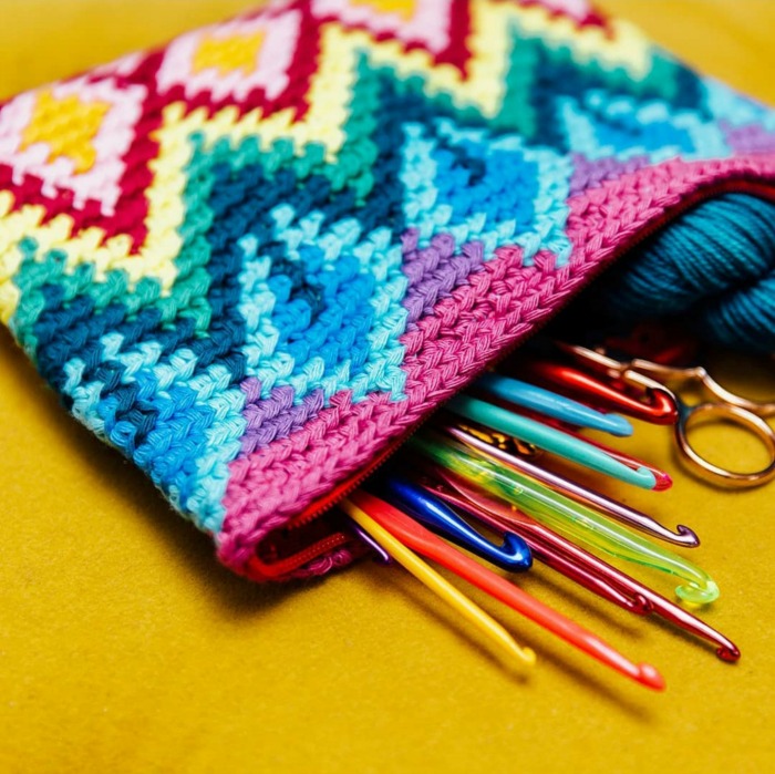 Tapestry Crochet Colourful Clutch