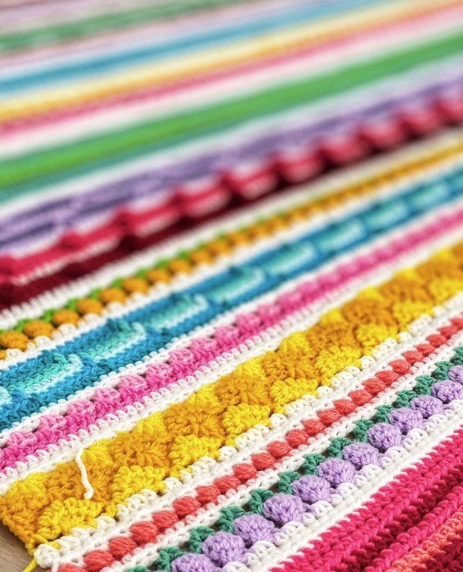 Rainbow Sampler Blanket, Free crochet pattern