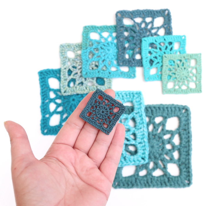 Tiny Simple Crochet Square made with Scheepjes Maxi Sugar Rush and a 1.25mm crochet hook